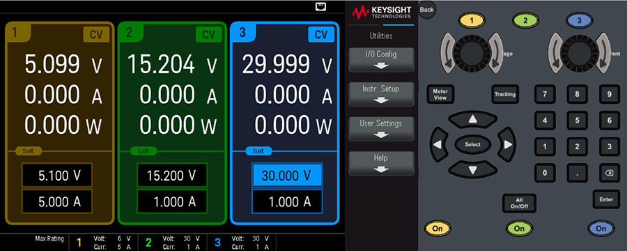 Web interface of Keysight EDU36311A power supply